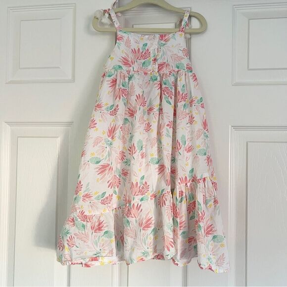 Shabby Chic Floral Spaghetti Strap Ruffle Cotton Dress Toddler 4T - Picture 2 of 4